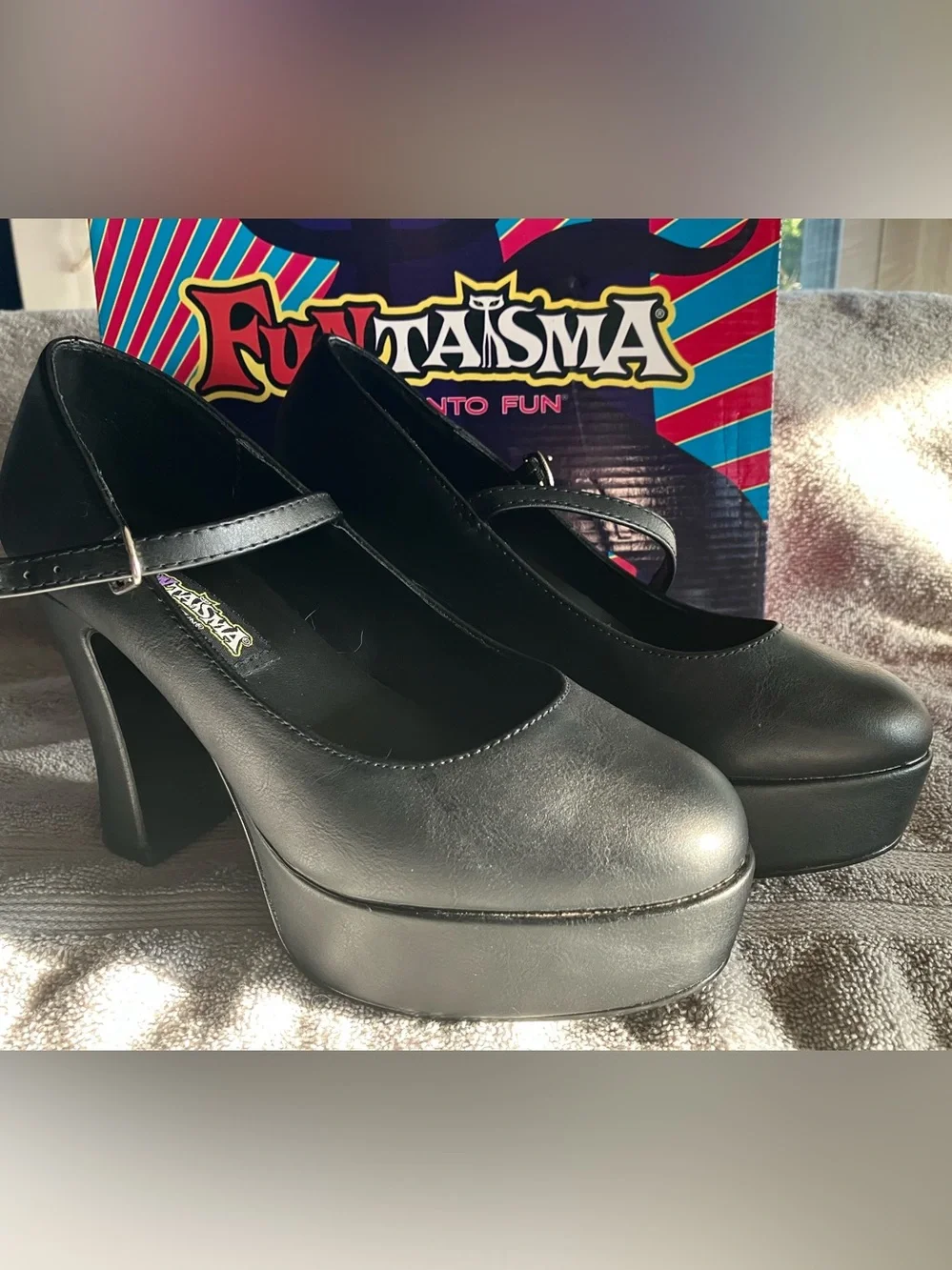 Funtasma Matte Black Platform Mary Jane Heels Halloween Cosplay